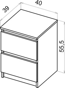 SIMPLE komód 40 cm 2 fiók fekete