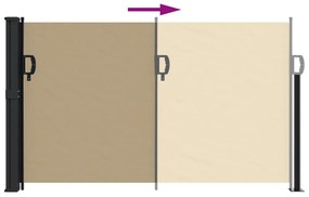 bézs behúzható oldalsó napellenző 120 x 500 cm