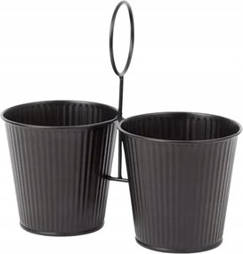 Fekete fém dupla akasztós virágtartó Home Accents 23 cm x 11 x 21,5 cm