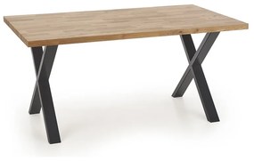 Étkezőasztal Apex 160 - tömör fa, tölgy / fekete