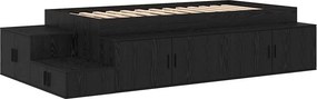 vidaXL Ágykeret tárolóval Musta tammi 234 x 103 x 53.5 cm Faanyag