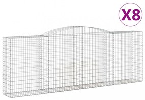 8 db íves horganyzott vas gabion kosár 400x50x140/160 cm