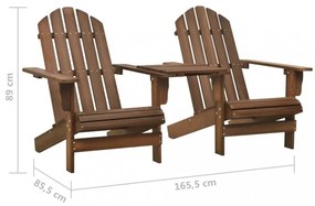 barna tömör fenyőfa kerti Adirondack székek teázóasztallal