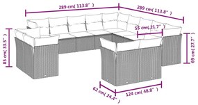 13 részes fekete polyrattan kerti ülőgarnitúra párnákkal