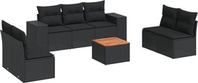 vidaXL 8 részes fekete polyrattan kerti ülőgarnitúra párnákkal