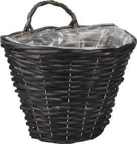 Fekete Fűzvessző Falra Akasztható Virágkosár 28x20x22/28cm YDL-180382.C