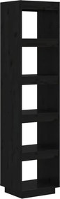 vidaXL fekete tömör fenyőfa könyvszekrény/térelválasztó 40x35x167 cm
