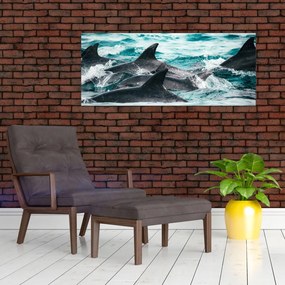 Kép - Delfinek az óceánban (120x50 cm)