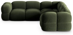 Zöld bársony sarokkanapé Loretto – Cosmopolitan Design