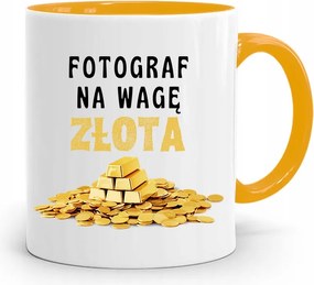 Sárga Fotós Bögre Arany Mérleg Fotós Nyomtatott Fotóval