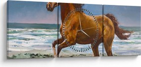 Egy ló képe a tengerparton (órával) (90x30 cm)