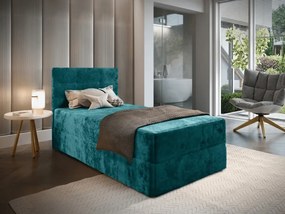 Kárpitozott boxspring ágy GLORIEN VELVET 90x200 cm türkiz Matrac: Bonell rugós matrac