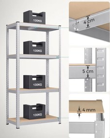 Fém tároló polcok szett(2db) 160x80x40 cm, ezüst