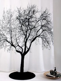 Erga Peva, zuhanyfüggöny 180x200cm, poliészter, fehér-fekete fa mintás, ERG-04440
