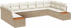 vidaXL Kerti Kanapé Szett párnával 10 pcs Beige és krém Polyrattan