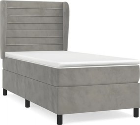 vidaXL világosszürke bársony rugós ágy matraccal 100 x 200 cm