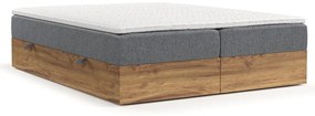 Szürke-natúr színű ágyneműtartós boxspring ágy 180x200 cm Faro – Maison de Rêve