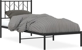 vidaXL fekete fém ágykeret fejtámlával 80 x 200 cm