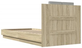 sonoma tölgy színű szerelt fa ágykeret fejtámlával 90 x 200 cm