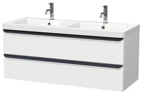 Naturel Pavia Fürdőszobaszekrény mosdóval 120x53x49 cm fehér matt, fekete fogantyú PAVIA3120ZCE