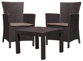 Rosario Balcony set kerti bútor garnitúra, barna színben, meleg taupe párnával
