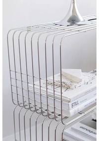 Fényes ezüstszínű fém fali könyvespolc 70x30 cm Wire – Mette Ditmer Denmark