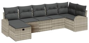 vidaXL Kanapé Szett párnával tárolóval Világosszürke polirattan