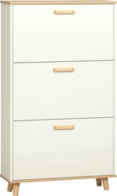 HOMCOM Modern Cipőszekrény Keskeny Cipőtartó 3 Hajtható Fiókkal 12 Pár Cipőhöz és Állítható Polccal Előtérbe 70x23.5x122 cm Fehér | Aosom