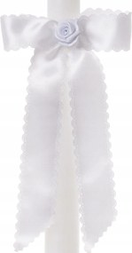 Gyertyadísz keresztelőre áldozásra fehér masnis gyertyatartó