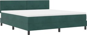 vidaXL LED Box Spring Ágy matracmal Sötétzöld 180 x 200 cm Bársony