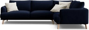 Sötétkék bársony sarokkanapé (jobb oldali-L alakú) Naomi – Micadoni