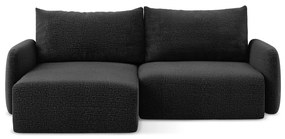 Fekete kinyitható-tárolóhelyes sarokkanapé (bal oldali) Kalena – Makamii