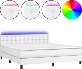 vidaXL fehér műbőr rugós ágy matraccal és LED-del 180x200 cm