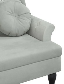 világosszürke bársony pad párnákkal 120,5 x 65 x 75 cm