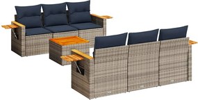 vidaXL 7 részes szürke polyrattan kerti ülőgarnitúra párnákkal