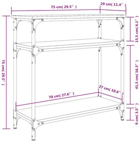 füstös tölgy színű szerelt fa tálalóasztal 75x29x75 cm