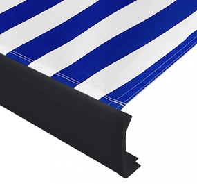kék és fehér motorizált kazettás napellenző 450 x 300 cm