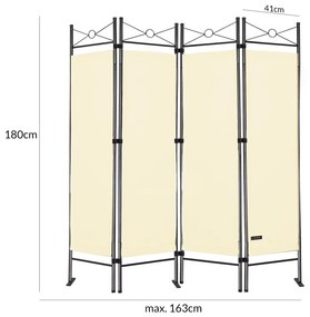 Casaria® 4 paneles képernyő Lucca - krém