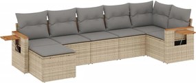 vidaXL 7 részes bézs polyrattan kerti ülőgarnitúra párnákkal