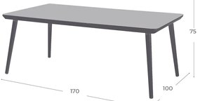 Sophie szürke kerti étkezőasztal, 170 x 100 cm - Hartman