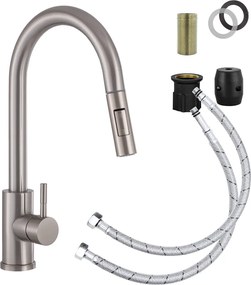 Gamma Taru Slim, magas mosogató csaptelep h-400, csiszolt acél, GMA-BTS-IX