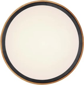 Globo 41764-24 Mennyezeti lámpa, matt fekete fém, barna fa, akril fehér, lépcsős kapcsoló, 3000-4500-6000K kapcsoló a terméken, ø: 437mm, M: 110mm, inkl.LED 24W 230V,1000lm, CCT 3000/4500/6000K