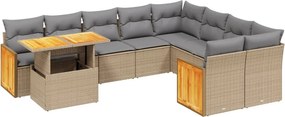 vidaXL 10 részes bézs polyrattan kerti ülőgarnitúra párnával
