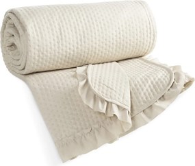 Dekoratív ágytakaró 220x240 fodros bézs