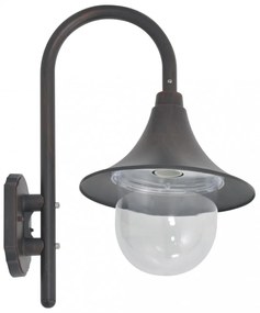 bronzszínű alumínium kerti falilámpa, E27, 42 cm