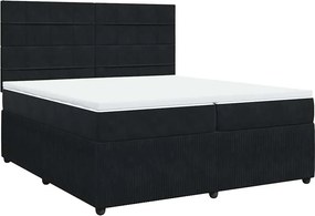 vidaXL fekete bársony rugós ágy matraccal 200x200 cm