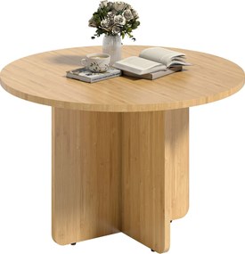 HOMCOM kerek bambusz dohányzóasztal Ø66 cm – modern nappali asztal keresztalappal, teherbírás 120 kg | Aosom