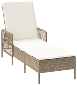 Napozóágy Bézs és krém színű PE Rattan 157 x 55 x 92 cm