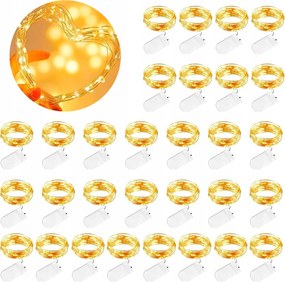 30X Drót Lámpa Karácsonyfa Fény Elem Drót Meleg Fehér 20LED