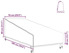 Kültéri bútor takaró Fekete 195 x 76 x 82 cm 210D oxford szövet